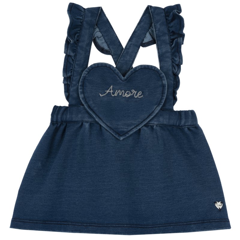 DUNGAREES SKIRT - MEDIUM BLUE
