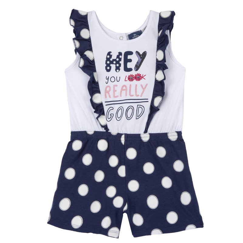 SHORT DUNGAREES - BLUE PRINTED
