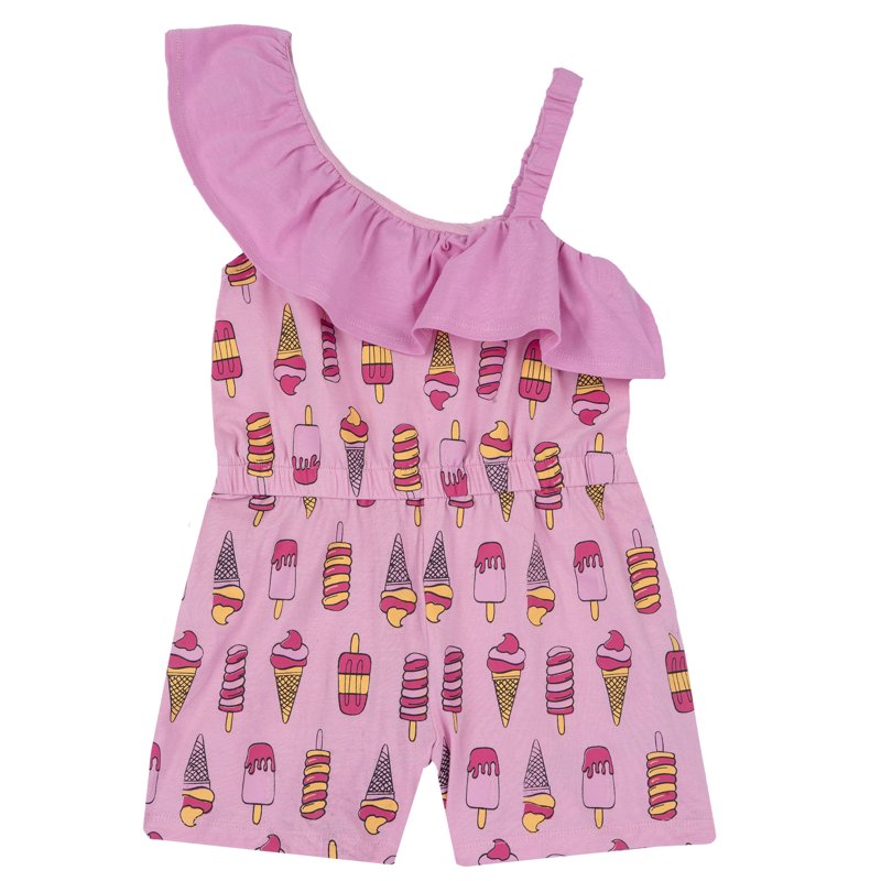 SHORT DUNGAREES - PINK PRINTED