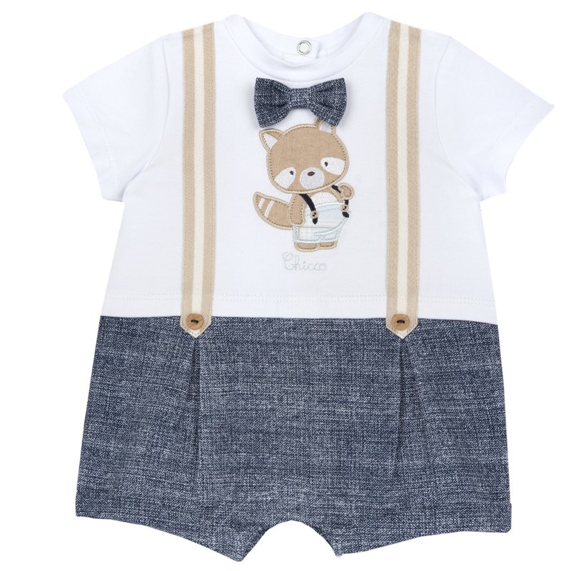 ROMPER SHORT SLEEVE - WHITE/BLUE