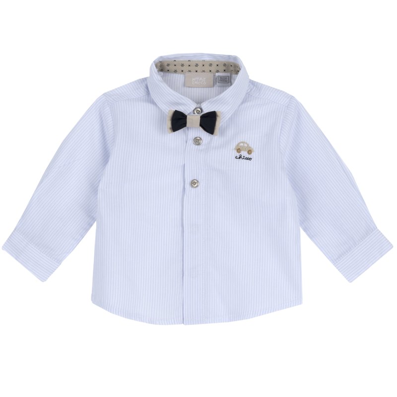 SHIRT LONG SLEEVE - WHITE/LIGHT BLUE