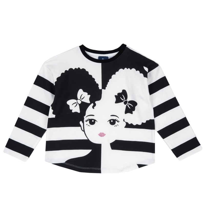 T-SHIRT LONG SLEEVE - WHITE/BLACK