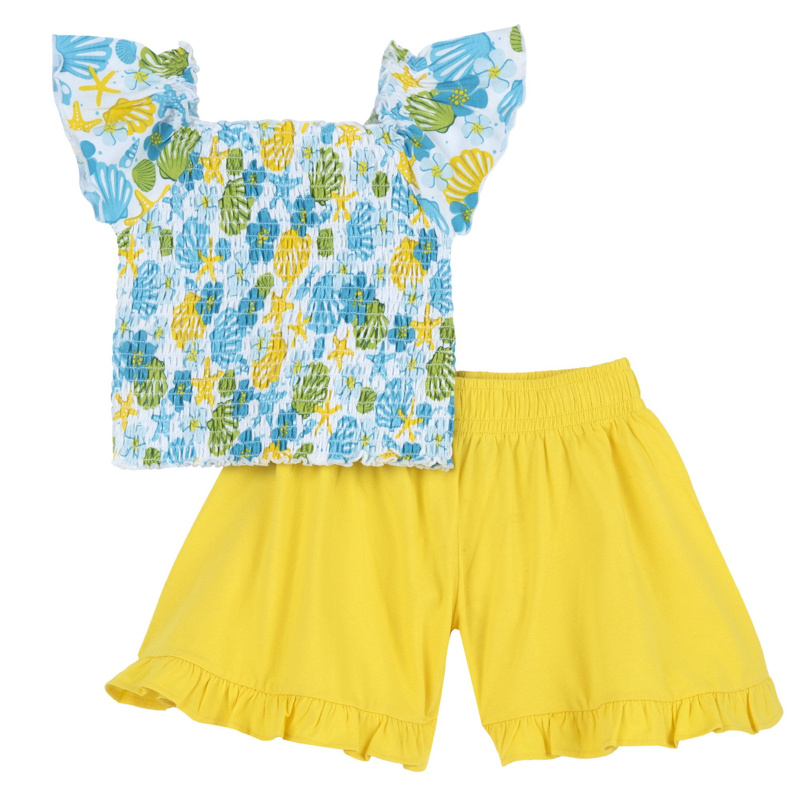 SET 2: T-SHIRT SHORT SLEEVE + SHORTS - LIGHT YELLOW