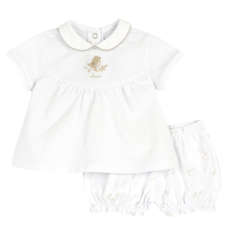 SET 2: T-SHIRT SHORT SLEEVE + SHORTS - WHITE