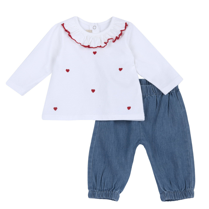 SET 2: T-SHIRT SHORT SLEEVE + PANTS - MEDIUM BLUE