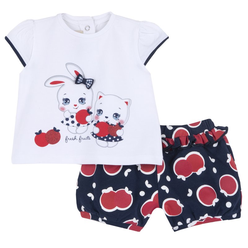 SET 2: T-SHIRT SHORT SLEEVE + SHORTS - WHITE