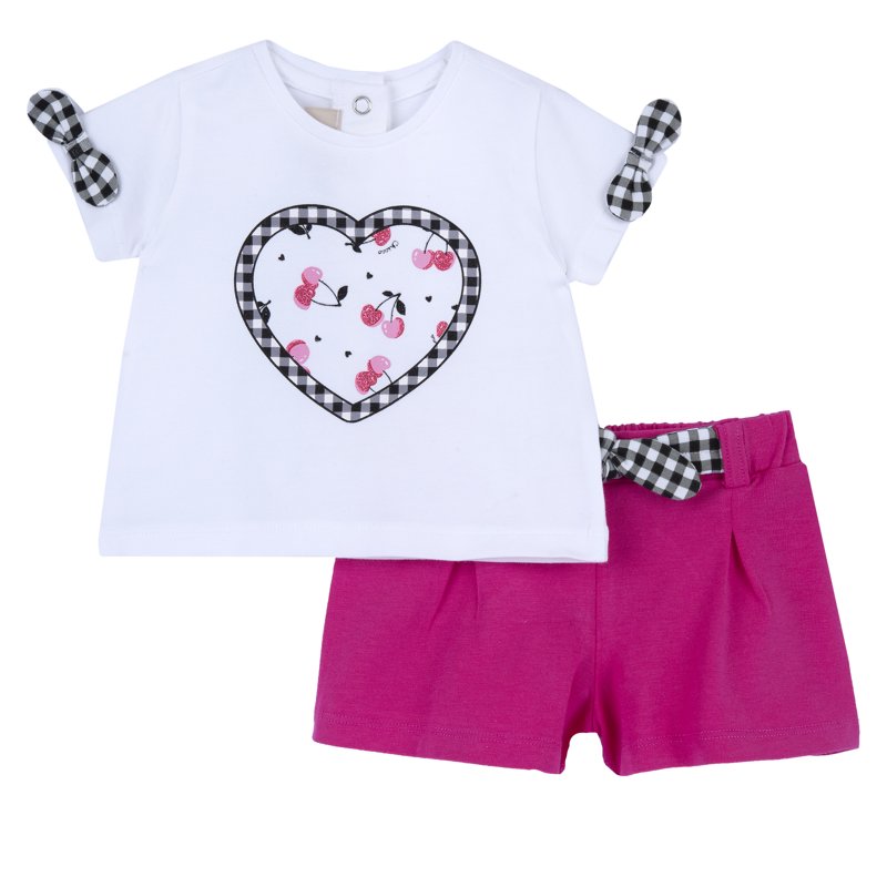 SET 2: T-SHIRT SHORT SLEEVE + SHORTS - DARK PINK