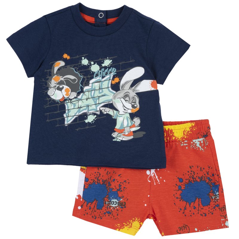SET 2: T-SHIRT SHORT SLEEVE + SHORTS - MEDIUM BLUE
