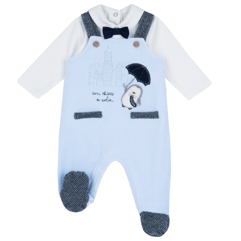 SET 2: SHIRT LONGE SLEEVE + OVERALL - LIGHT BLUE