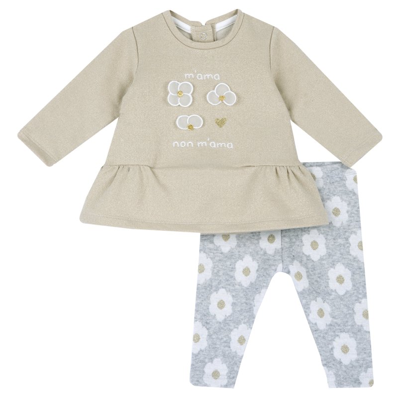 SET 2: T-SHIRT LONG SLEEVE + LEGGINGS - LIGHT GREY