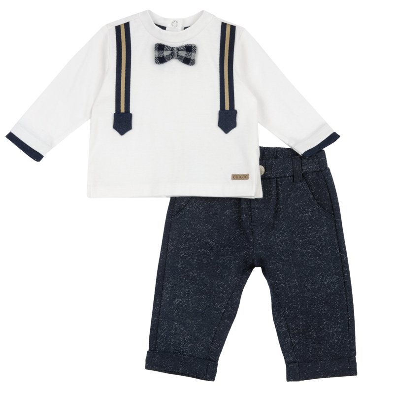 SET 2: T-SHIRT LONG SLEEVE + PANTS - DARK BLUE
