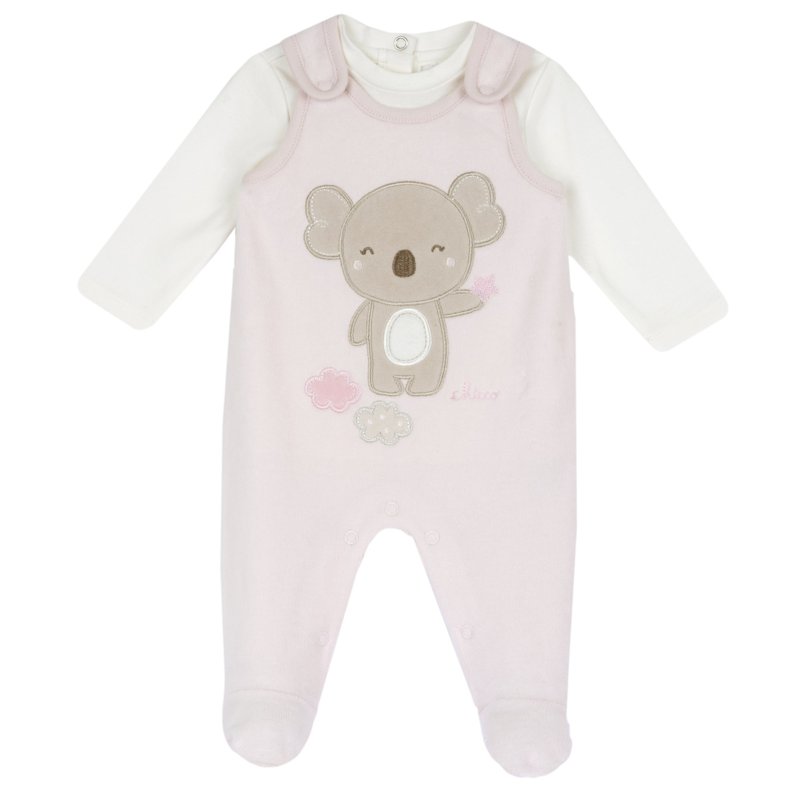 SET 2: SHIRT LONGE SLEEVE + OVERALL - LIGHT PINK
