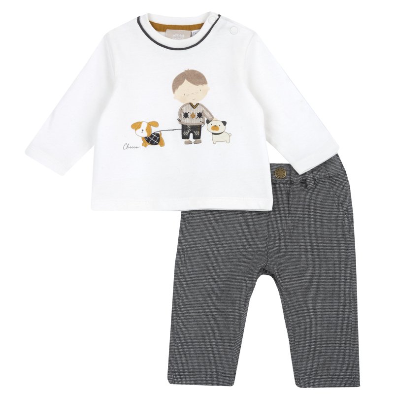 SET 2: T-SHIRT LONG SLEEVE + PANTS - DARK GREY