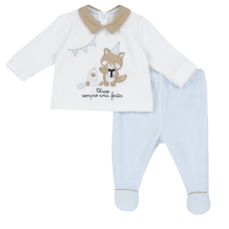SET 2: BABY SWEATER + LEGGINGS - WHITE/LIGHT BLUE