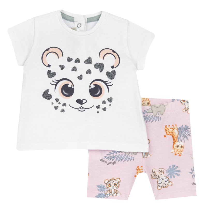 SET 2: T-SHIRT SHORT SLEEVE + SHORTS - WHITE