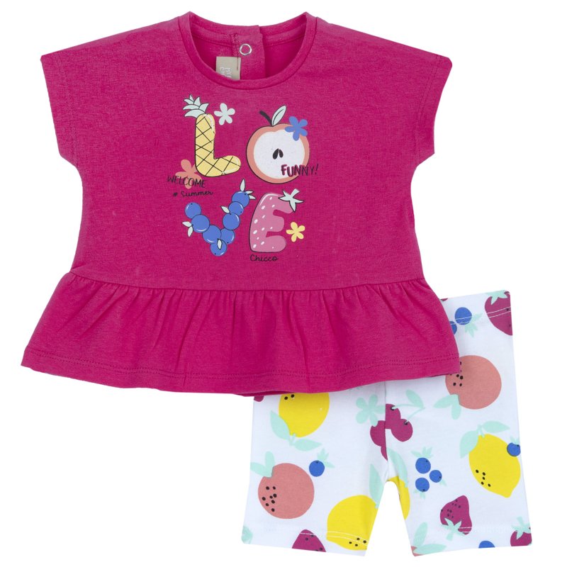 SET 2: T-SHIRT SHORT SLEEVE + LEGGINGS - DARK PINK
