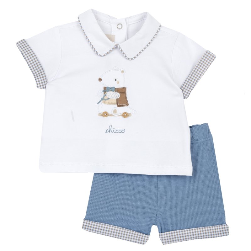 SET 2: T-SHIRT SHORT SLEEVE + SHORTS - MEDIUM LIGHT BLUE