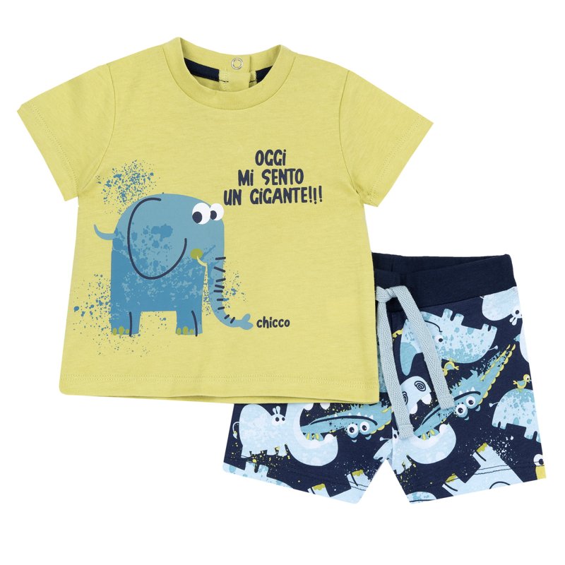 SET 2: T-SHIRT SHORT SLEEVE + SHORTS - LIGHT GREEN