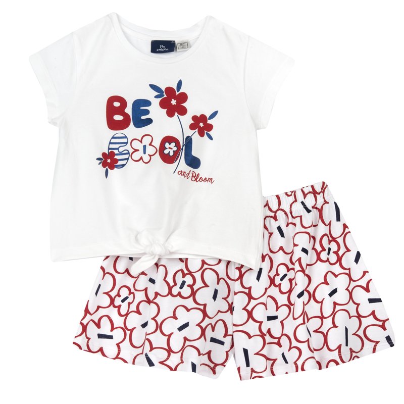 SET 2: T-SHIRT SHORT SLEEVE + SHORTS - WHITE/RED/GREY