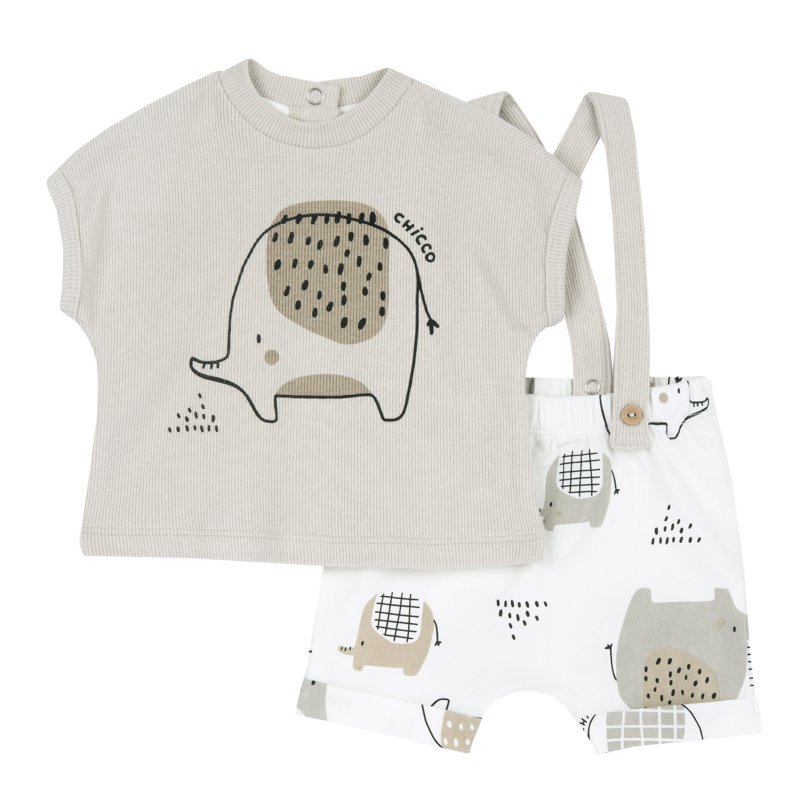 SET 2: T-SHIRT SHORT SLEEVE + SHORTS - WHITE