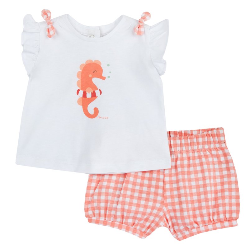SET 2: T-SHIRT SHORT SLEEVE + SHORTS - LIGHT ORANGE