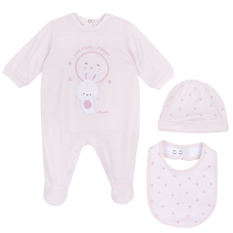 GIFT BOX: JUMPSUIT + BIB + HAT - LIGHT PINK