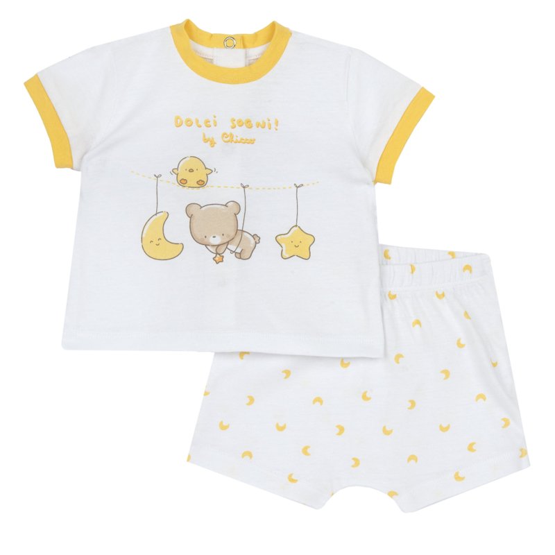 SET 2: T-SHIRT SHORT SLEEVE + SHORTS - WHITE