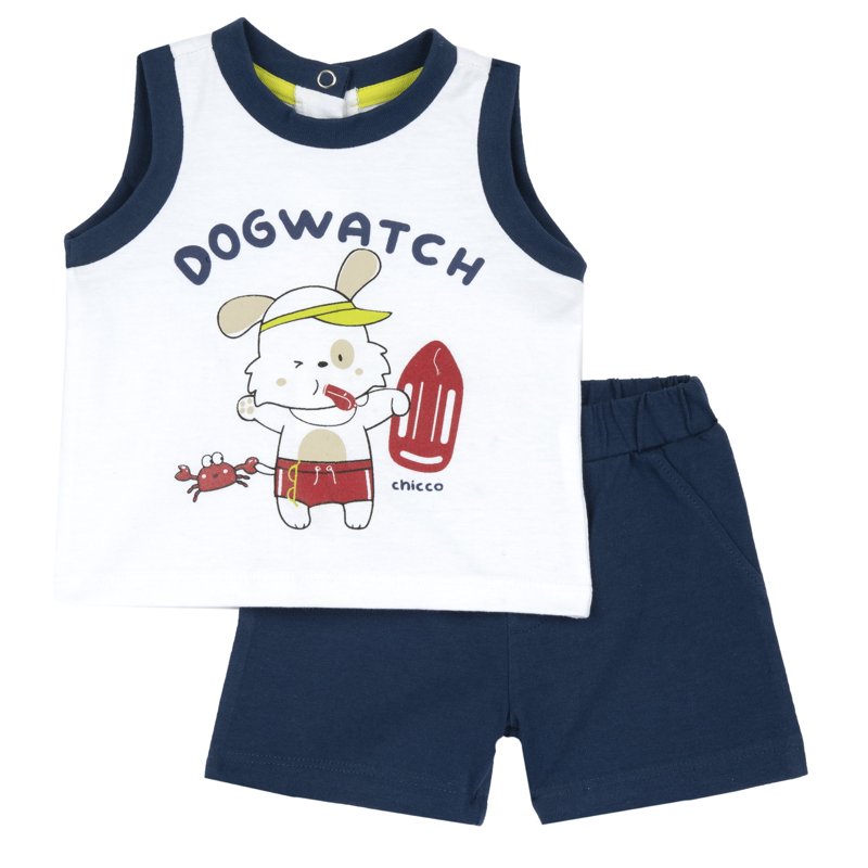 SET 2: TANK TOP + SHORTS - WHITE/BLUE