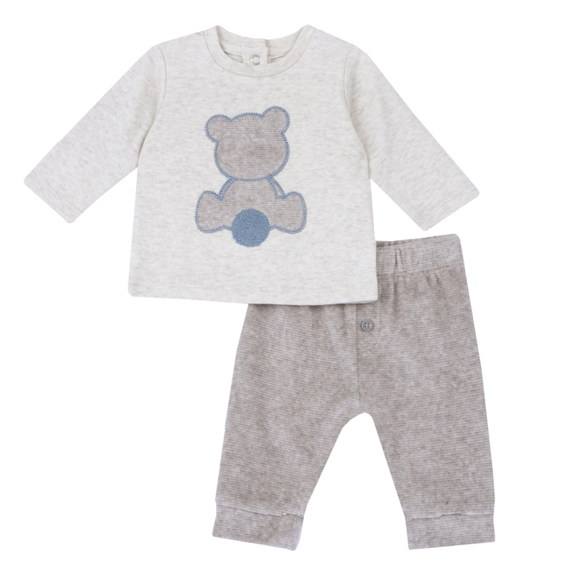 SET 2: T-SHIRT LONG SLEEVE + PANTS - LIGHT NATURAL