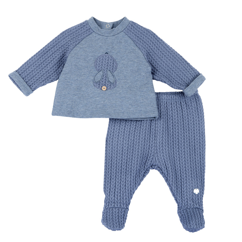 SET 2: BABY SWEATER + LEGGINGS - DARK LIGHT BLUE