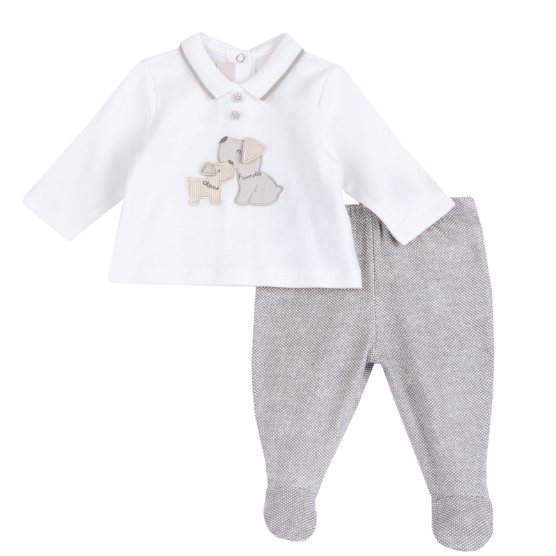 SET 2: BABY SWEATER + LEGGINGS - GREY PRINTED