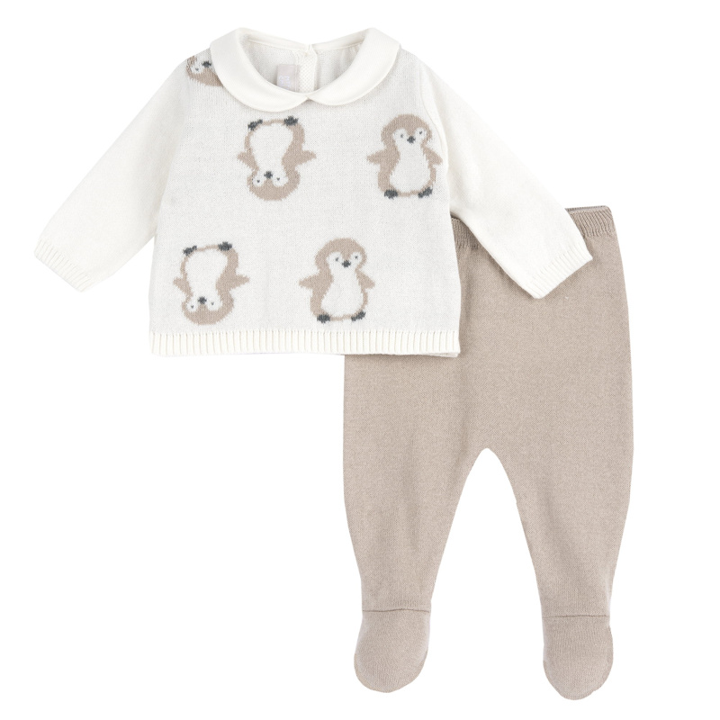 SET 2: BABY SWEATER + LEGGINGS - WHITE