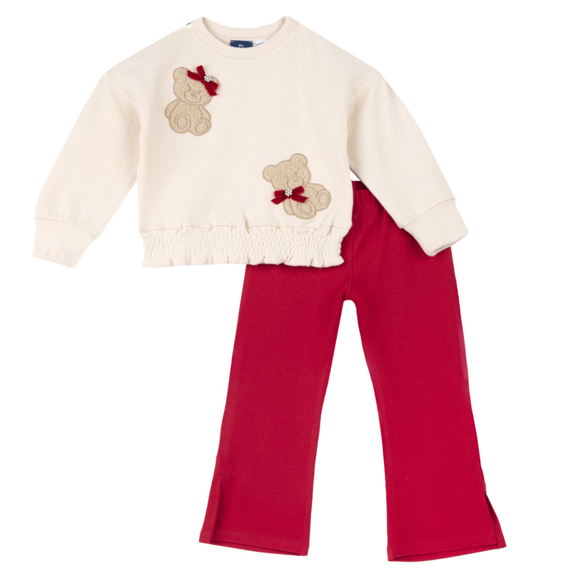 SET 2: BABY SWEATER + LEGGINGS - MEDIUM RED