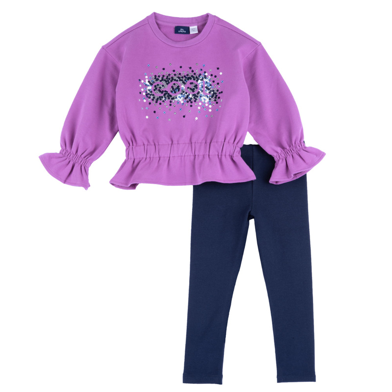SET 2: BABY SWEATER + LEGGINGS - DARK PINK