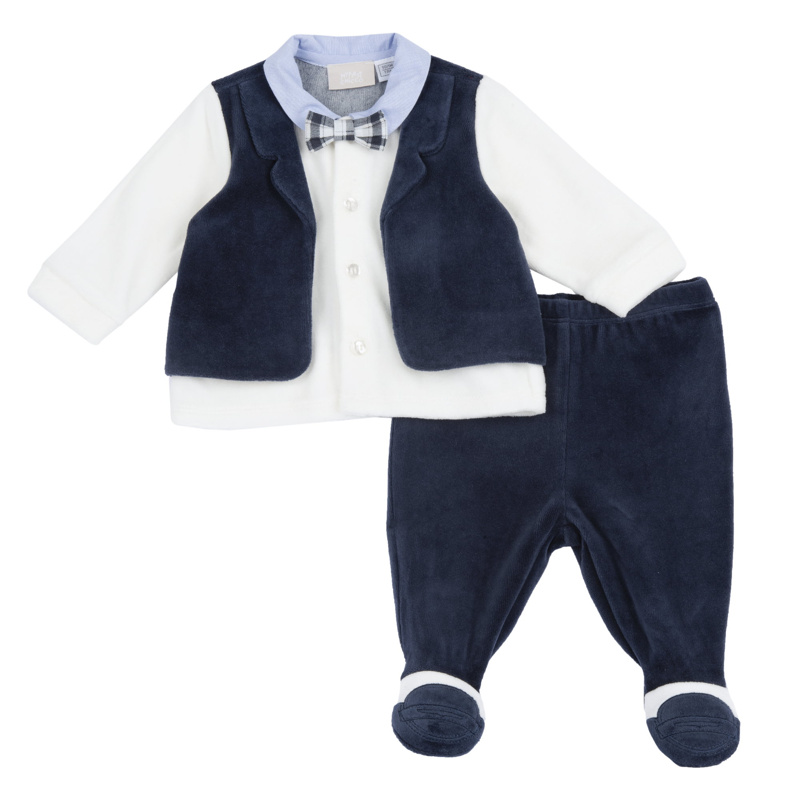 SET 2: BABY SWEATER + LEGGINGS - WHITE/BLUE