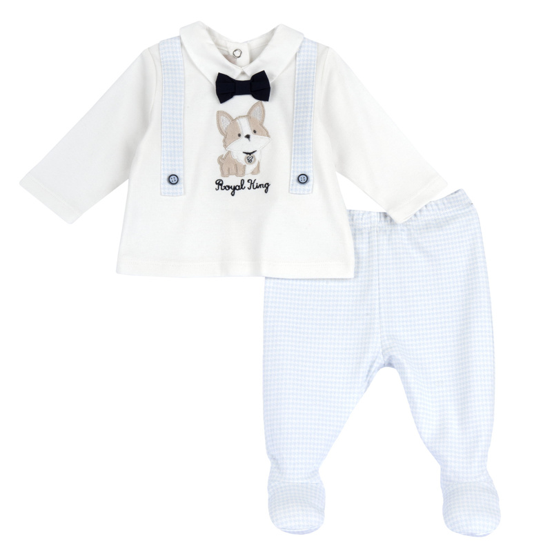 SET 2: BABY SWEATER + LEGGINGS - WHITE/LIGHT BLUE