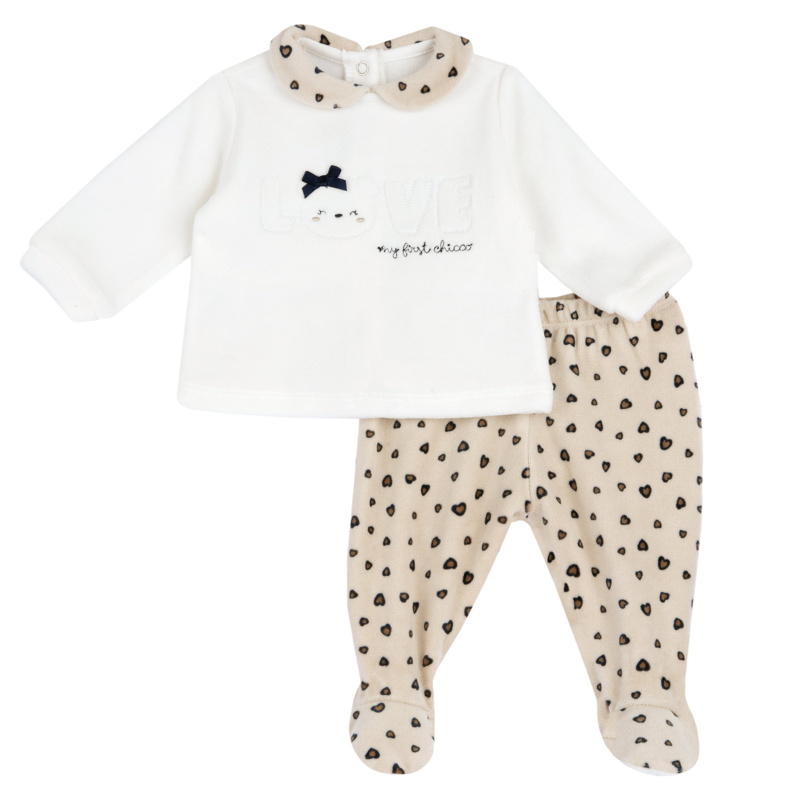 SET 2: BABY SWEATER + LEGGINGS - NATURAL PRINTED