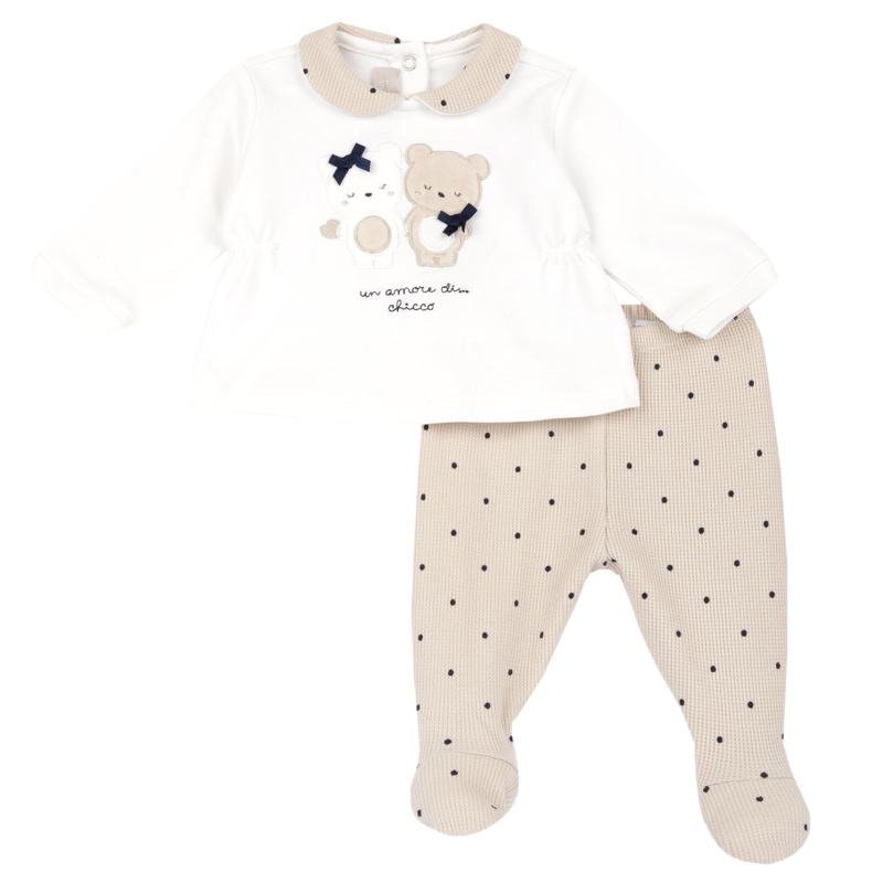 SET 2: BABY SWEATER + LEGGINGS - NATURAL PRINTED