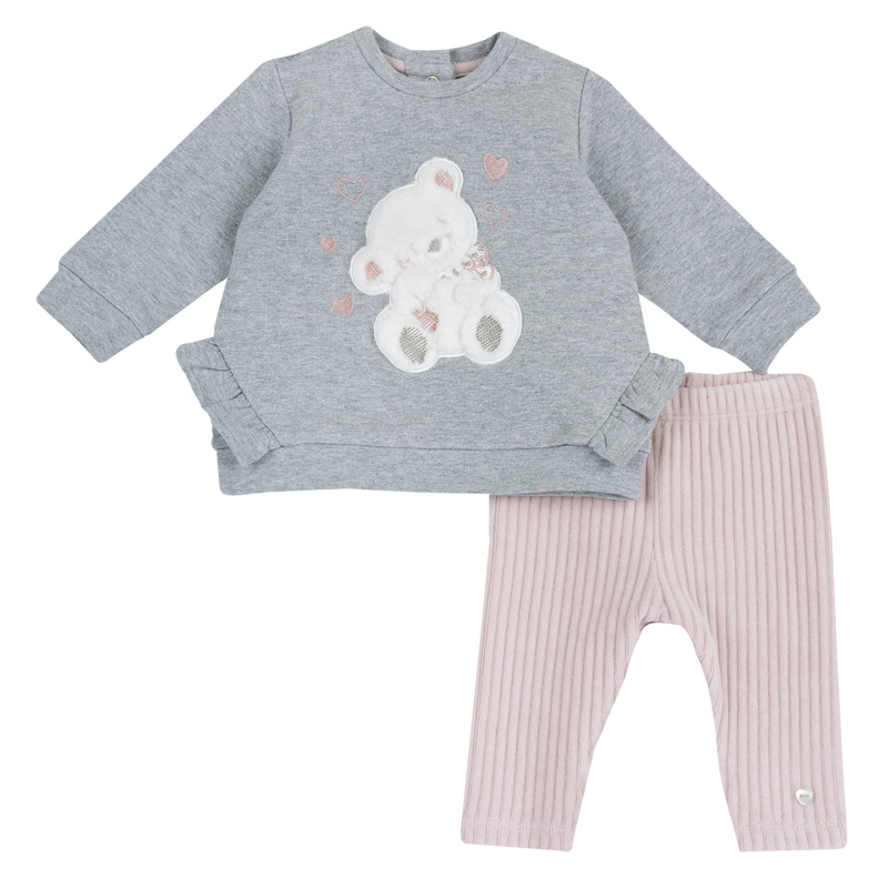 SET 2: BABY SWEATER + LEGGINGS - MEDIUM GREY