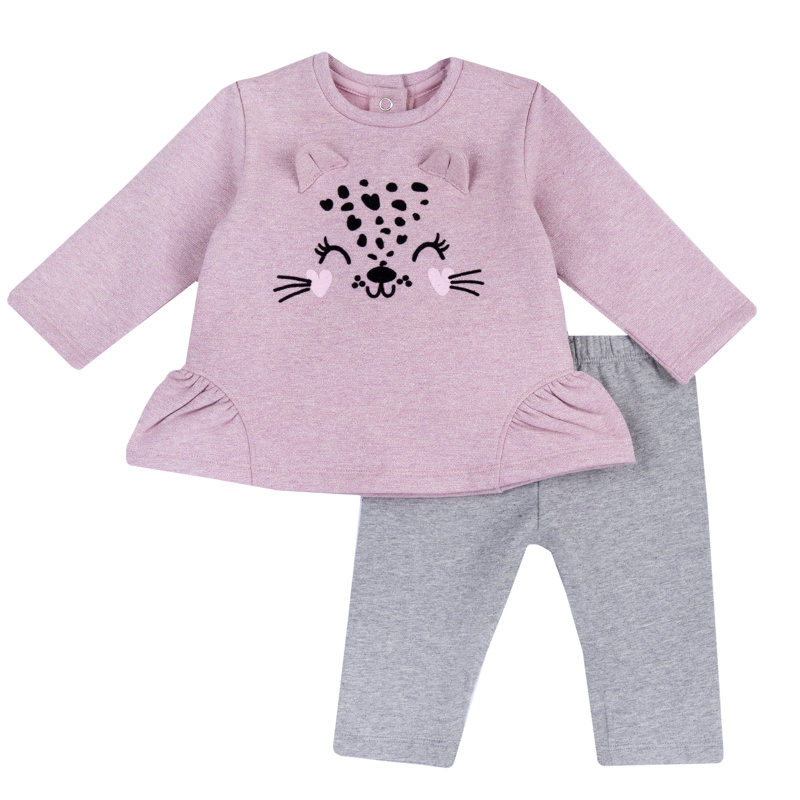 SET 2: BABY SWEATER + LEGGINGS - MEDIUM PINK