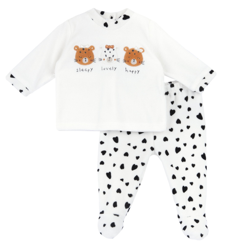 SET 2: BABY SWEATER + LEGGINGS - WHITE/BLACK