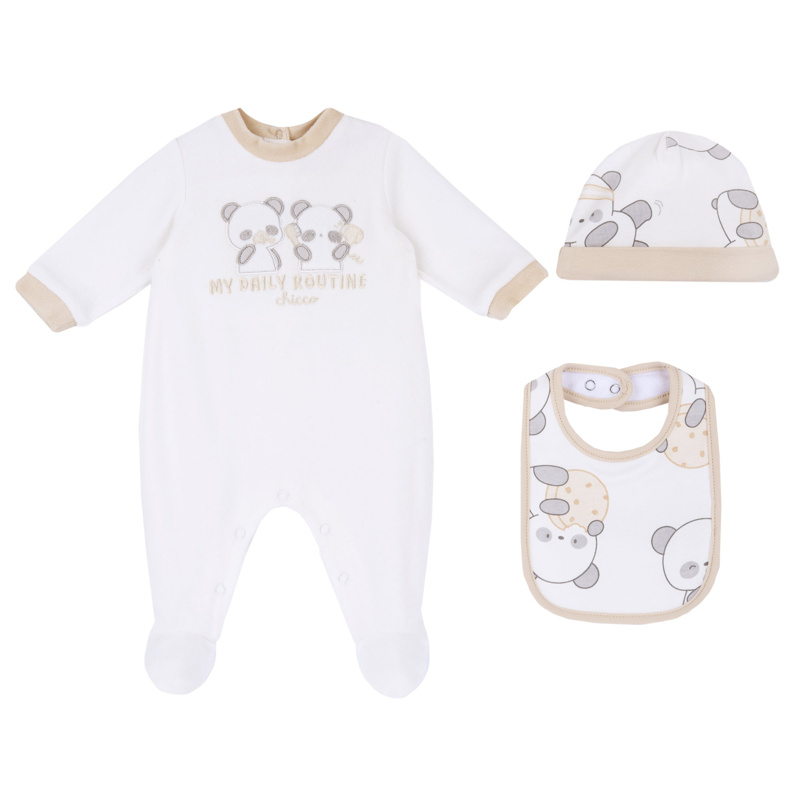 SET 3: DRESS LONG SLEEVE + LEGGINGS + HAT - WHITE