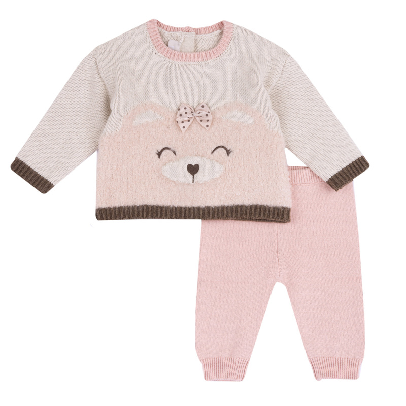 SET 2: BABY SWEATER + LEGGINGS - LIGHT PINK