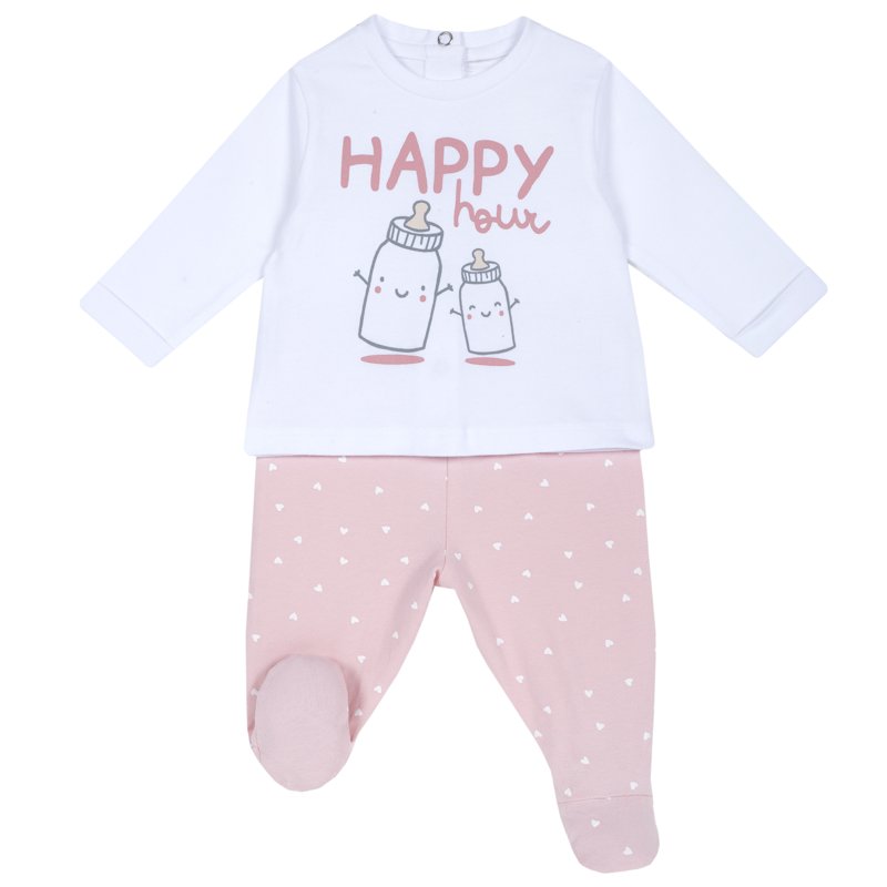 SET 2: BABY SWEATER + LEGGINGS - PINK PRINTED