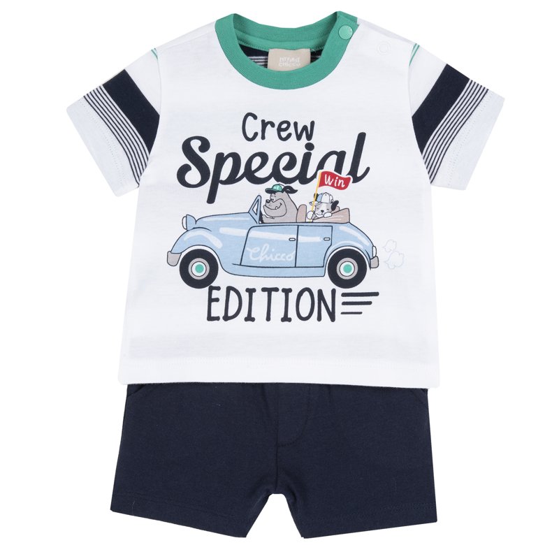 SET 2: T-SHIRT SHORT SLEEVE + SHORTS - WHITE
