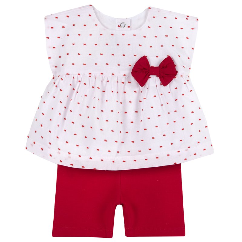 SET 2: T-SHIRT SHORT SLEEVE + SHORTS - WHITE/RED