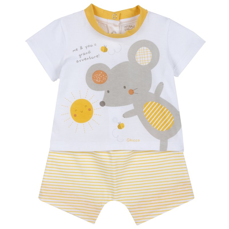 SET 2: T-SHIRT SHORT SLEEVE + SHORTS - WHITE
