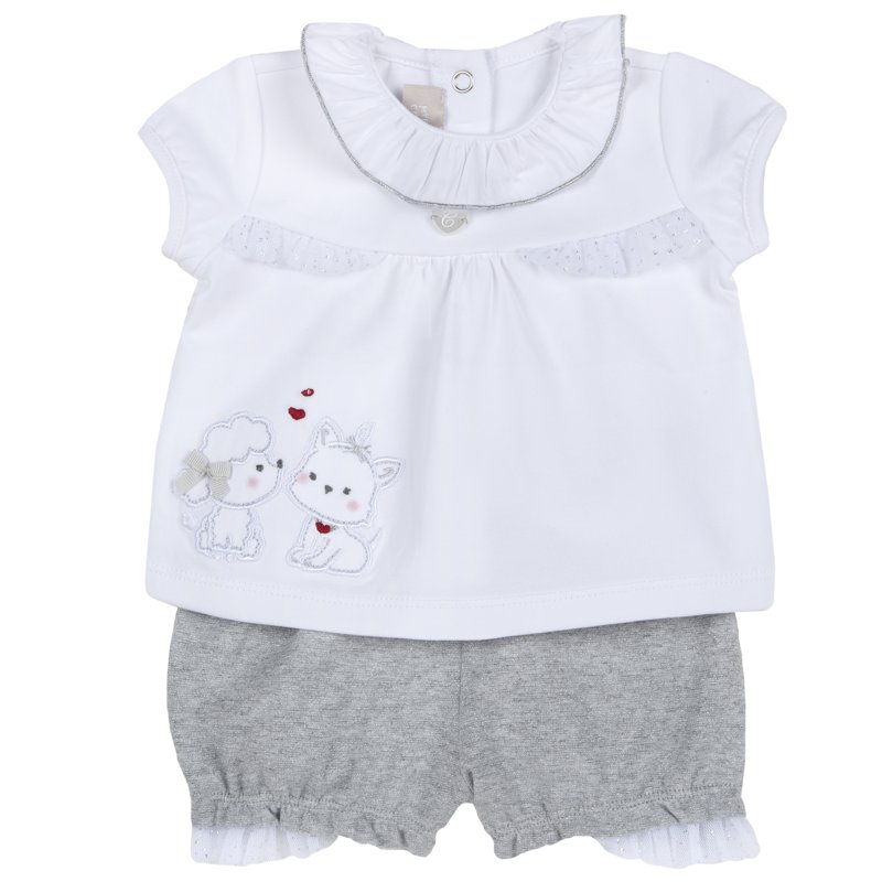 SET 2: T-SHIRT SHORT SLEEVE + SHORTS - LIGHT GREY