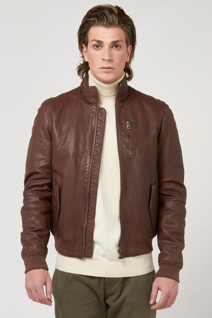 LEATHER JACKET - MEDIUM BROWN