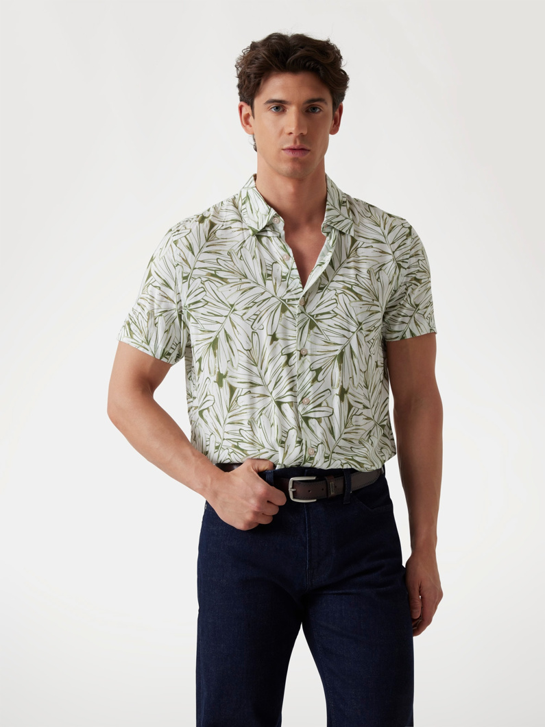 SHIRT SHORT SLEEVE - OIL PASTEL PALM ARMY